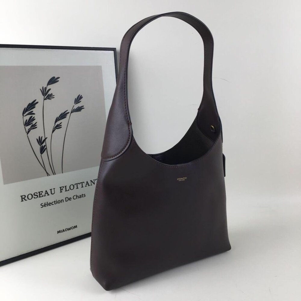 COACH Brooklyn 28 - Classic Leather Chic Tote Bag - BLACK - Picture 3 of 6